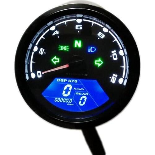 Universal Digital Motorcycle LCD Screen Speedometer Odometer Techometer Gauge Dual Speed
