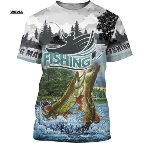 In spring 2021, the new popular 3D printed fishing pattern fish pattern printed mens and womens fashion T shirts printed casua