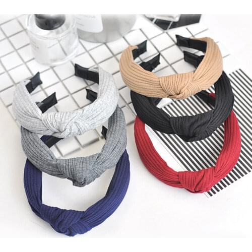 Women Knitted Knot Hairband Korean Simple Fashion Headband Girls Autumn And Winter Solid Color Elastic Hairband Hair Accessories