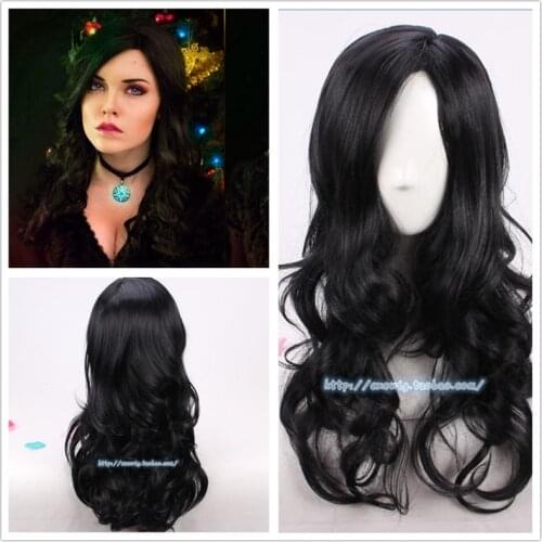 Yennefer of Vengerberg Cosplay Wig Women Role Play Hair Halloween Black Wavy Wig
