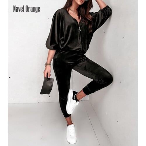 Women Casual Stand Collar Zip Matching Suit Fashion Street Long Pants Two Piece Sets Female Casual Streetwear Loose Tracksuits