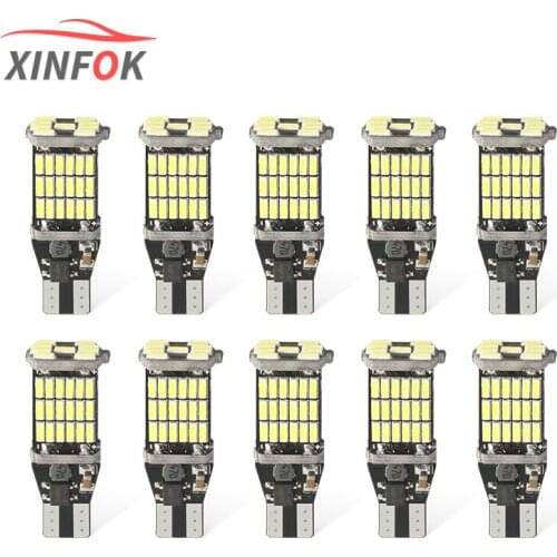 10 PCS Car LED Light Bulbs T10 T15 W5W DC 12V 4014 SMD 45 Chips 900LM Reverse Lights Position Signal Lamps