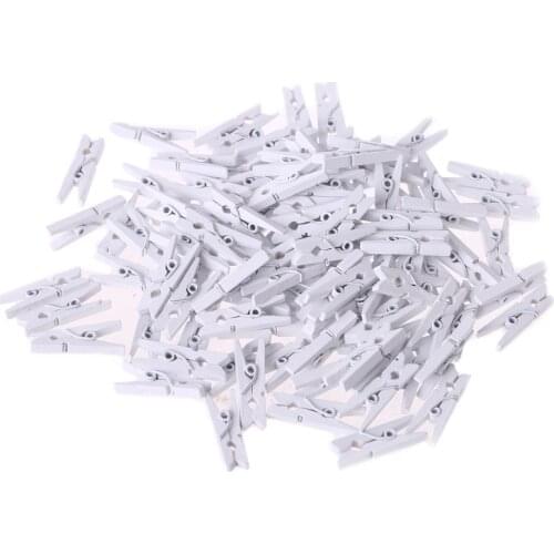 100Pcs Small Size 25mm Mini Natural Wooden Clips for Photo Paper Pegs Clothespin U4LD