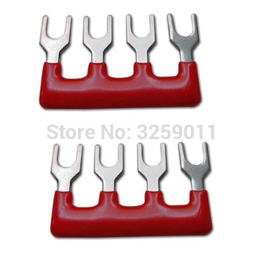 100PCS TB2504 Suyep 4 Positions 25A Wire Connector Pre Insulated Fork Type Barrier Spades Terminal Strip Jumper Block