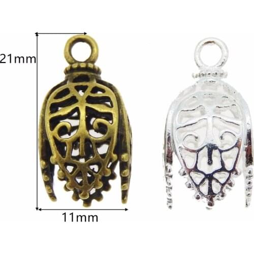 Julie Wang 4PCS Antique Bronze/Sillver Hollow Lampshade Charms Pendant Handmade Fashion Jewelry Making Findings DIY Accessories