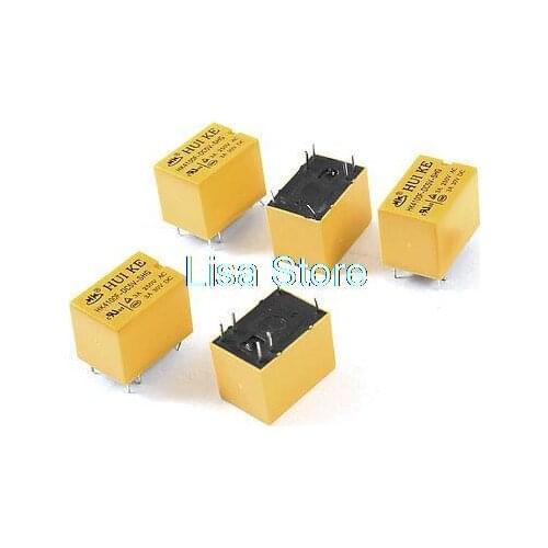 5 Pcs HK4100F-5V 6 Pins SPDT PCB Power Relay DC 5V Coil 3A/DC30V 3A/AC250V