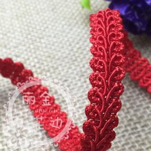 50meters 12mm Bullion Ribbon Diy Accessories Wavy Cluny Webbing Garments Hair Decorations Lace Stiching Tape Trimming White Red