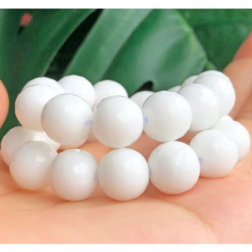 1 Strand Natural Faceted White Chalcedony Jades Stone Round Loose Beads For Jewelry Making 4/6/8/10mm DIY Bracelet Necklace