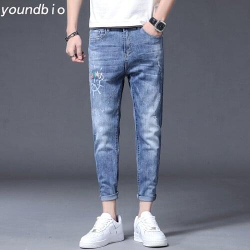 Men Jeans Casual Brand Daily Fashion Hip Hop Jeans Pant Men Streetwear Little Feet Pants South Korean Tide 27-38