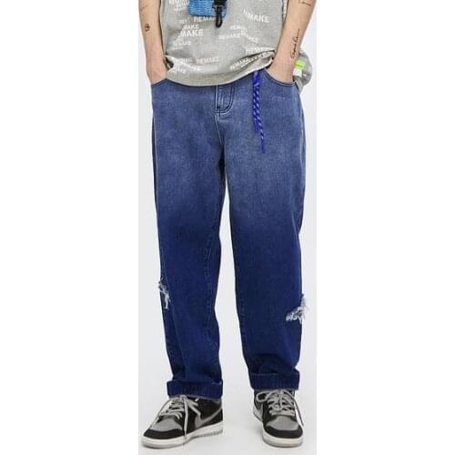 Spring Summer Jeans Mens Straight Hole Denim Pants Hip Hop Jean Pants Fashion Cowboy Trousers Male Men Clothing