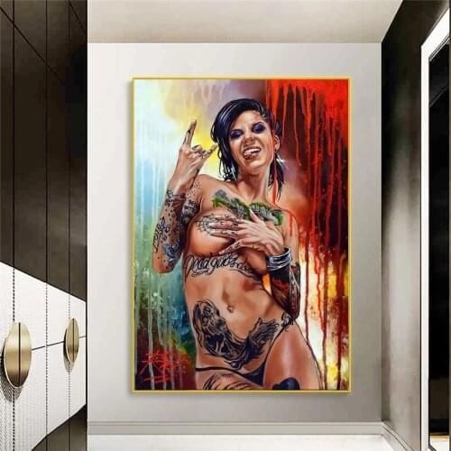 Nude Art Sexy Tattoos Girl Portrait Canvas Art Posters Prints Canvas Painting Figure Wall Pictures for Living Room Home Decor