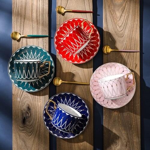 European Style Ceramic Coffee Cup Afternoon English Tea Set Coffee Cup Vintage Unique Azzine Caffe Kitchen Accessories EI50BD