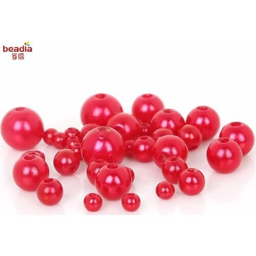 Red Smooth Round Shape Loose Plastic Beads For DIY Fashion Jewelry Earring trinket Decoration 4/6/8/10&Random MIX Size