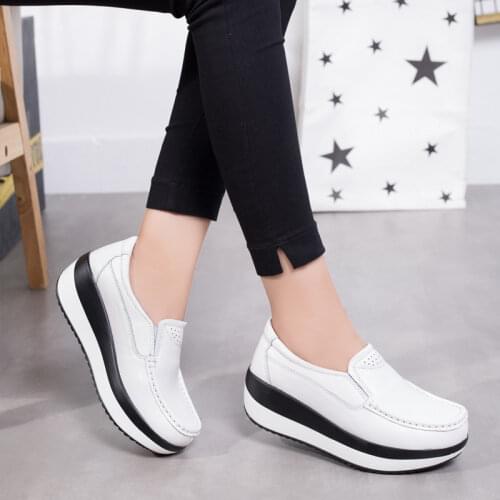 Flats Platform Summer Loafers for Women 2021 Ladies Elegant Genuine Leather Moccasins Shoe Autumn Slip on Casual Womens Shoes