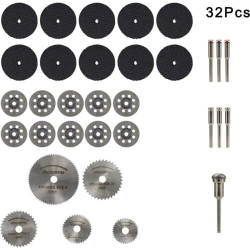 32/40/60 Pcs Rotary Tool Accessories Cutting Wheels Set Diamond Cutting Wheels Resin Cutting Off Wheels HSS Circular Saw Blades
