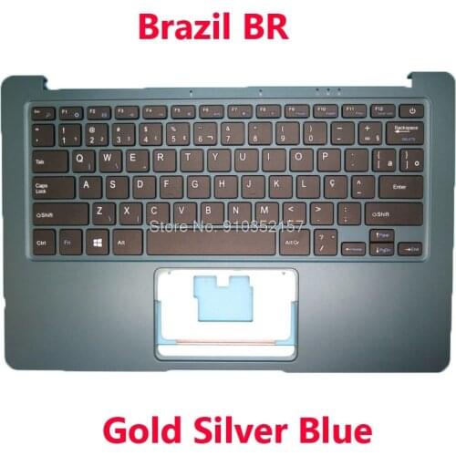 Laptop Gold Blue Silver PalmRest& BR Keyboard For Multilaser PC205 ml-cn01 PC206 PC207 PC224 PC205 ML-CN01 Brazil BR NO Touchpad