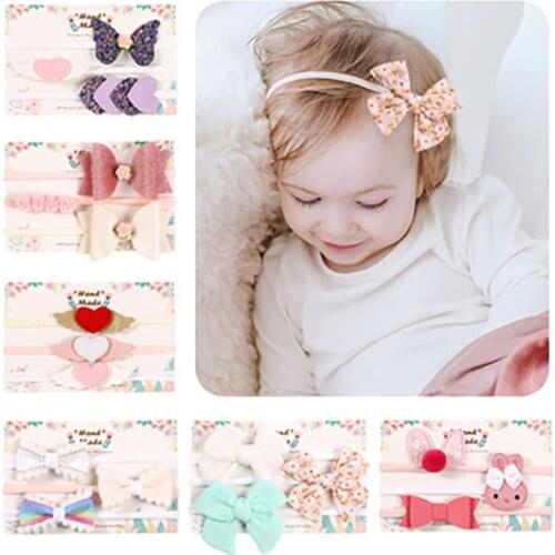 2021 New Baby childrens seamless small hair band set bow knot hair band three-piece hair accessories childrens jewelry
