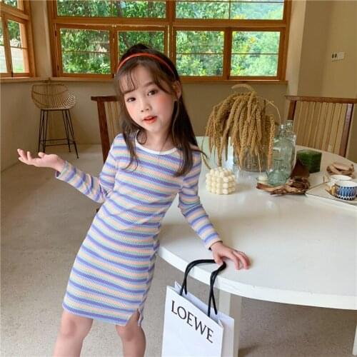 New Girls Dresses Autumn Baby Girls High bounce fabric sheath dress Kids Girls Clothes Childrens long Sleeve Clothing 2-8Years