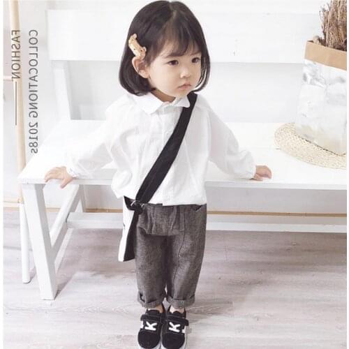 Baby Clothes 2019 Spring New Toddler Girls White Shirt Kids Long Sleeve Tee Shirt Baby Girl Cute Wild Casual Blouse Kids Tops