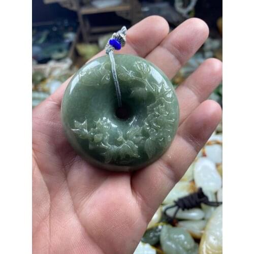 Natural 7A Myanmar jade Hand-Carved jade flower green jade pendant jade necklace men women pendants jade jewelry