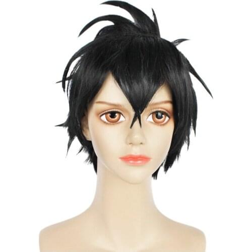 Anime Kemono Jihen Kabane Kusaka Black Short Wig Cosplay Costume Heat Resistant Synthetic Hair Men Party Wigs + Wig Cap