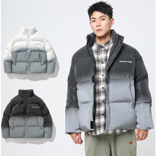 Winter Parkas Men Japan Style Fading Color Stand Collar Wadded Jacket Man Warm Cotton Down Padded Short Coats Outerwear AU-194