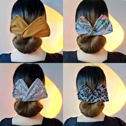 Multicolor Knotted Deft Bun Maker Fashion Hair Bands Women Elegant Hair Scrunchies Hair Maker Tools