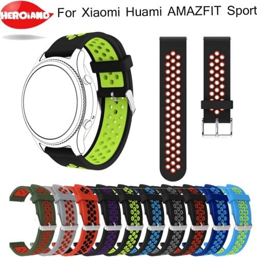 22mm Silicone Dual Color Breathable Replacement Watchband Bracelet Wrist Band Strap for Xiaomi Huami Amazfit sport Strap Watch
