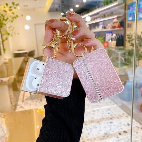 Pink Hard Shell Case For Airpods Earphone Protective Cover With Keychain For Apple Airpods 1 2 3 Pro Headphone accessories
