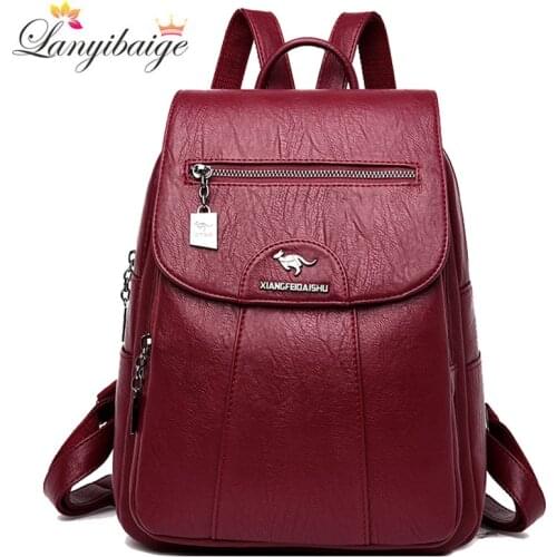 3-in-1 Vintage Backpack Women High Capacity Leather Shoulder Bags Large Capacity Travel Backpack School Bags For Teenage Girls