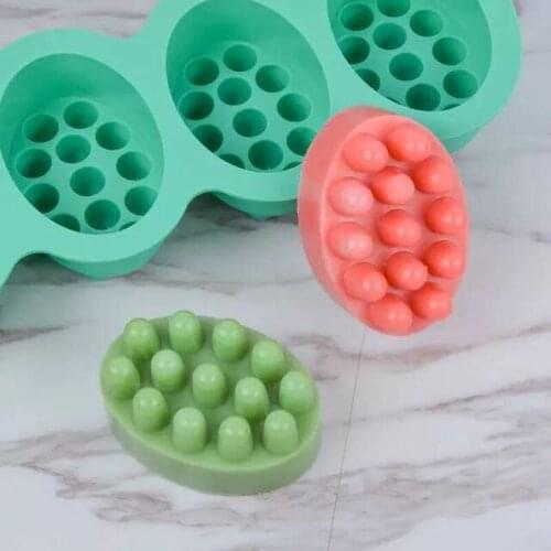 Silicone Soap Mold 4 Compartment Massage Bar Soap making Tool With Single-hole Moulds