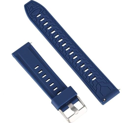 18MM 20MM 22MM 24MM Watch Strap Blue Replacement Premium Silicone Watches Band Pin Buckle Waterproof Wristwatch Strap