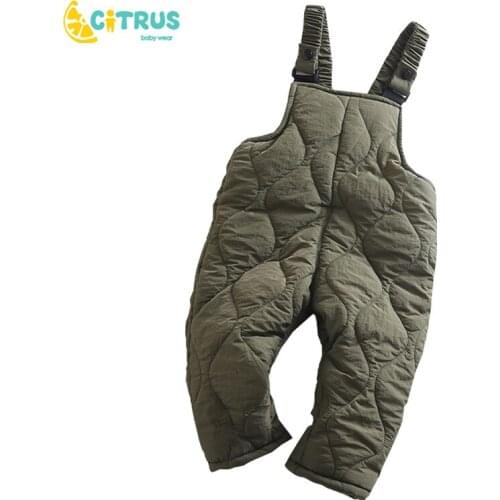 CITRUS Baby Boys Girl Clothing Winter Toddlers Braces Pants Warm Down Trousers Kids Soild Colour Braces Pants Suit