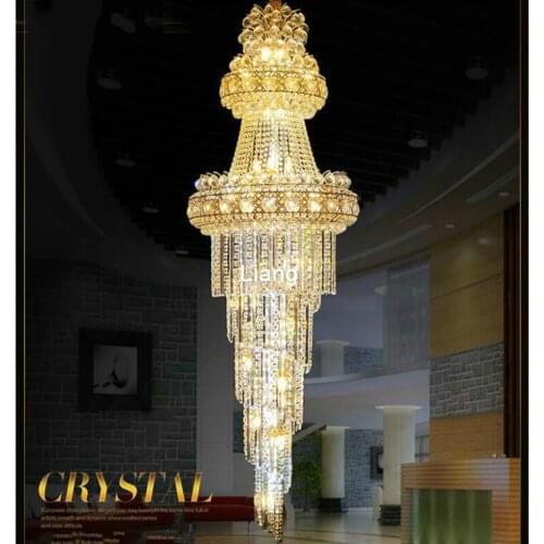 Modern Crystal Chandelier LED Candle Holder Lamps D60cm H210cm Modern Staircase Chandeliers Villa Living Room Hanging Lighting