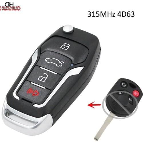 Upgraded 4 Buttons Remote Car Key Fob 3+1 Button 315MHz 4D63 80Bits Chip for Ford