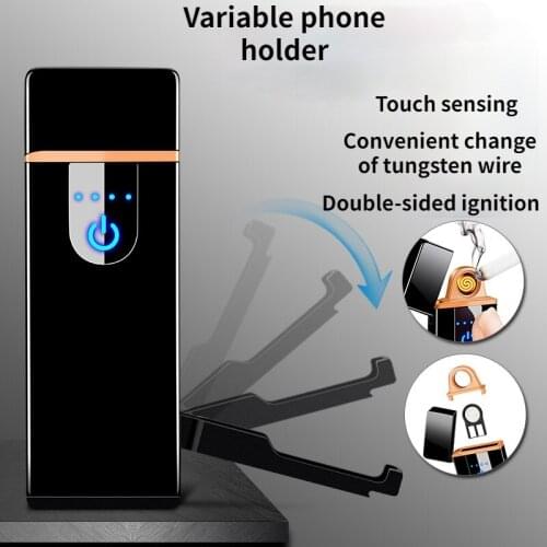 Creative Multifunctional Sensor USB Lighter Personality Metal Smart Double-Sided Cigarette Lighters Smoking Accessories Men Gift