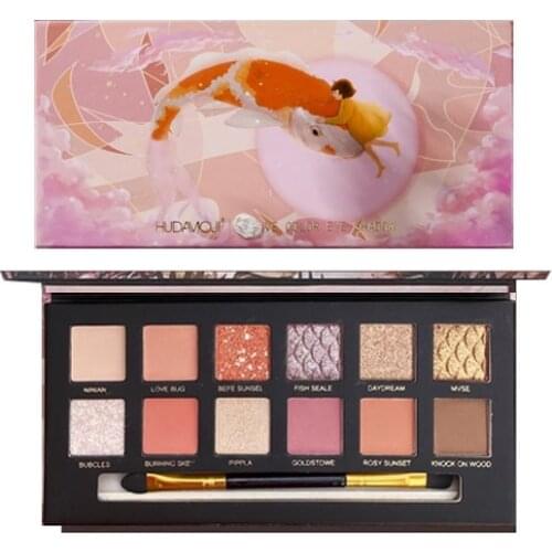 Gorgeous Lucky Fish Eye Shadow Tray Highlight Earth Color Glitter Pearl Matte 12 Colors Eye Shadow Color Makeup TSLM2