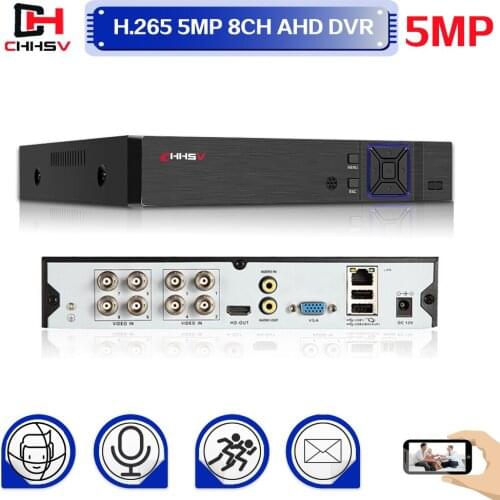 4 and 8 channe 1080P 5MP 6 in 1 DVR video recorder for AHD camera analog camera IP camera P2P NVR cctv system DVR H.265 4ch 8ch
