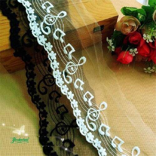YACKALASI 14 Yds Soft Tulle Cotton Embroidery Lace Trim White And Black DIY Garment Accessories Free Shipping 9cm