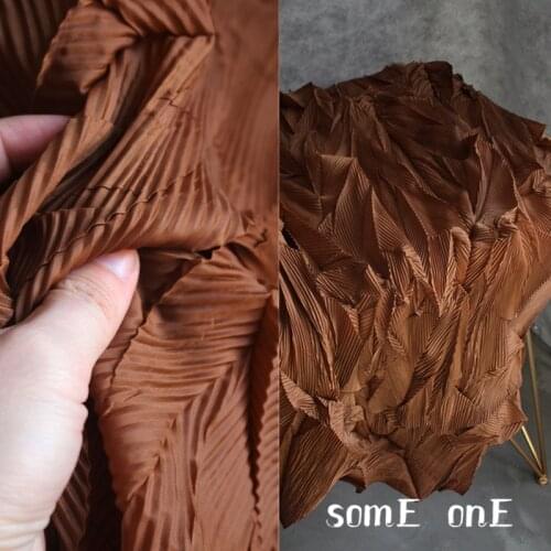 Louver Pleated Fabric Caramel color Miyake Folds DIY Clothes Wedding Background Decor Art Painting Skirt Dress Designer Fabric