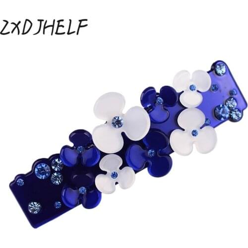 Women Acrylic Flower Barrettes Headwear Female Elegant Geometric Hairpins Ladies Crystal Hair Accessories Ornaments F10