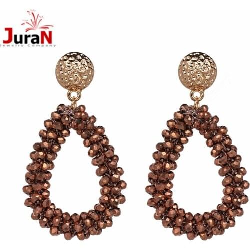 JURAN Bohemian Earrings For Women Crystal And Stone Beads By Handmade Zinc Alloy Big Long Earrings Vintage 2019 Fashion Jewelry