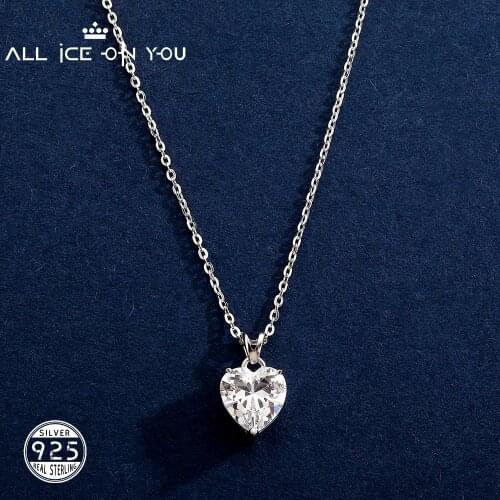 Luxury 925 Sterling silver Loving Heart Moissanite D Color VVVS 1-2 Carat Pendant \Women Top Quality Sparkling Wedding Jewelry