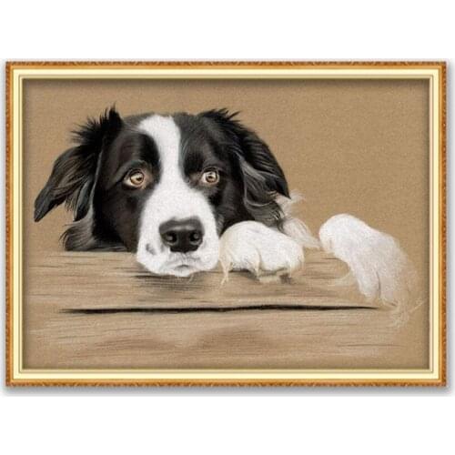Animal Border Collie DIY 11CT Embroidery Cross Stitch Kits Craft Needlework Set Cotton Thread Printed Canvas Home New Design Hot