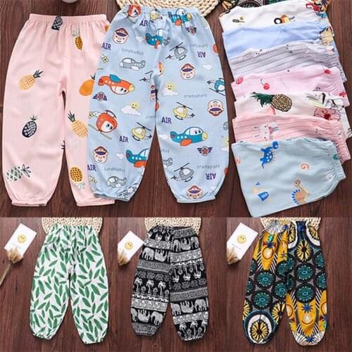 22 Color New Spring Summer Kids Boys Girls Thin Anti Mosquito Pants Candy Color Bloom Pants Trousers Baby Pajama 1-10 Year