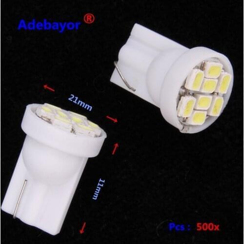 500 X Car Auto LED T10 194 W5W 8 led 1206 smd 3020 LED Wedge Light Bulb Lamp 8SMD white red blue yellow green pink