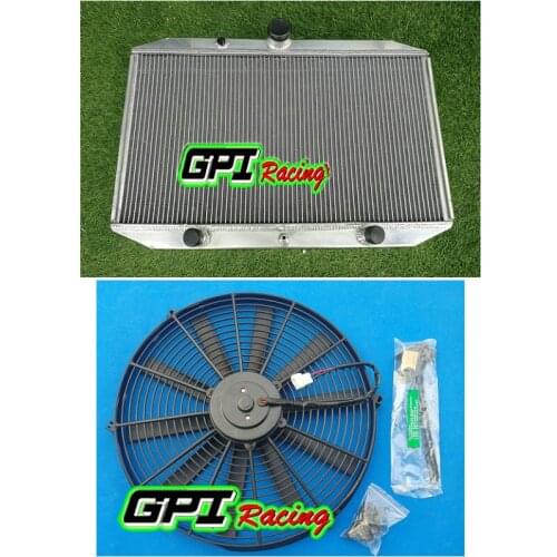 62MM 3ROWS Aluminum Radiator + FAN Fit Jaguar XKE 5.3L E-TYPE Series 3 V12 1971-1974 72 72