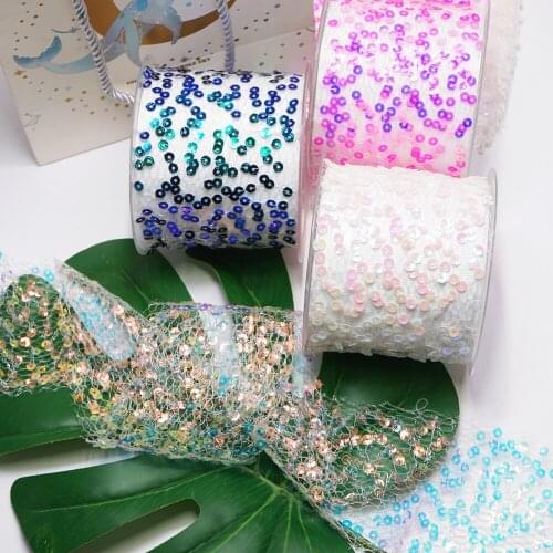 75mm 25Yard Golden Dotted Tulle Glitter Ribbon Organza Mesh Fabric Belt DIY Craft Accessories Hair Clip Bow Cake Topper Supplies