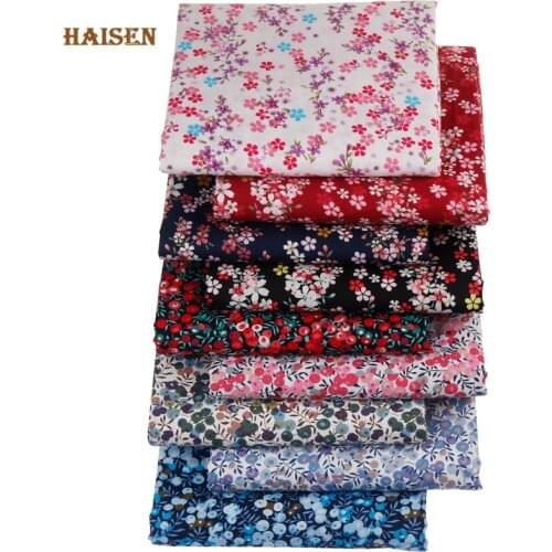 9Pcs/Lot,Cherry Flower&Berries Poplin Printed Plain Cotton Fabric Pacthwork Set,For DIY Sewing Quilting Baby&Childrens Material