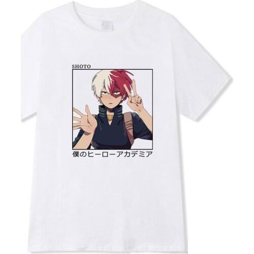 Anime Shoto Todoroki My Hero Academia T-Shirt Classic Manga Graphic Print Tees 2021 Fashion Summer O-neck Short Sleeved Unisex